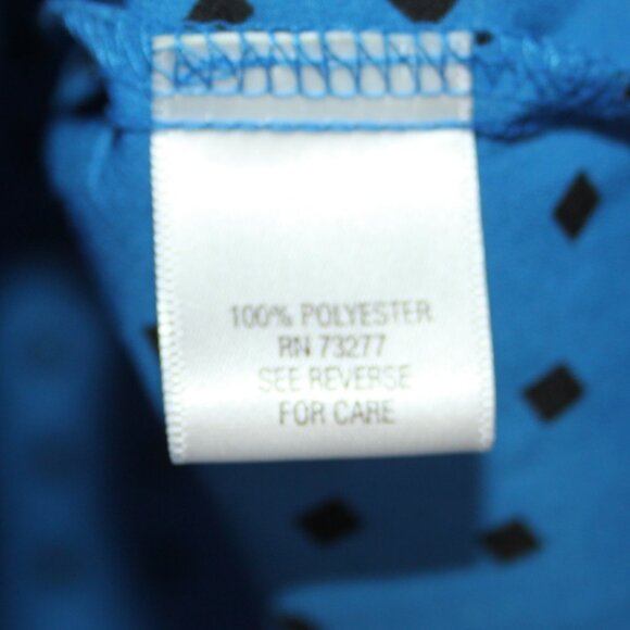 CROFT & BARROW WOMEN DIAMOND CHECK LONG SLEEVE BUTTON BLOUSE TOP SZ L ROYAL BLUE - Picture 12 of 16